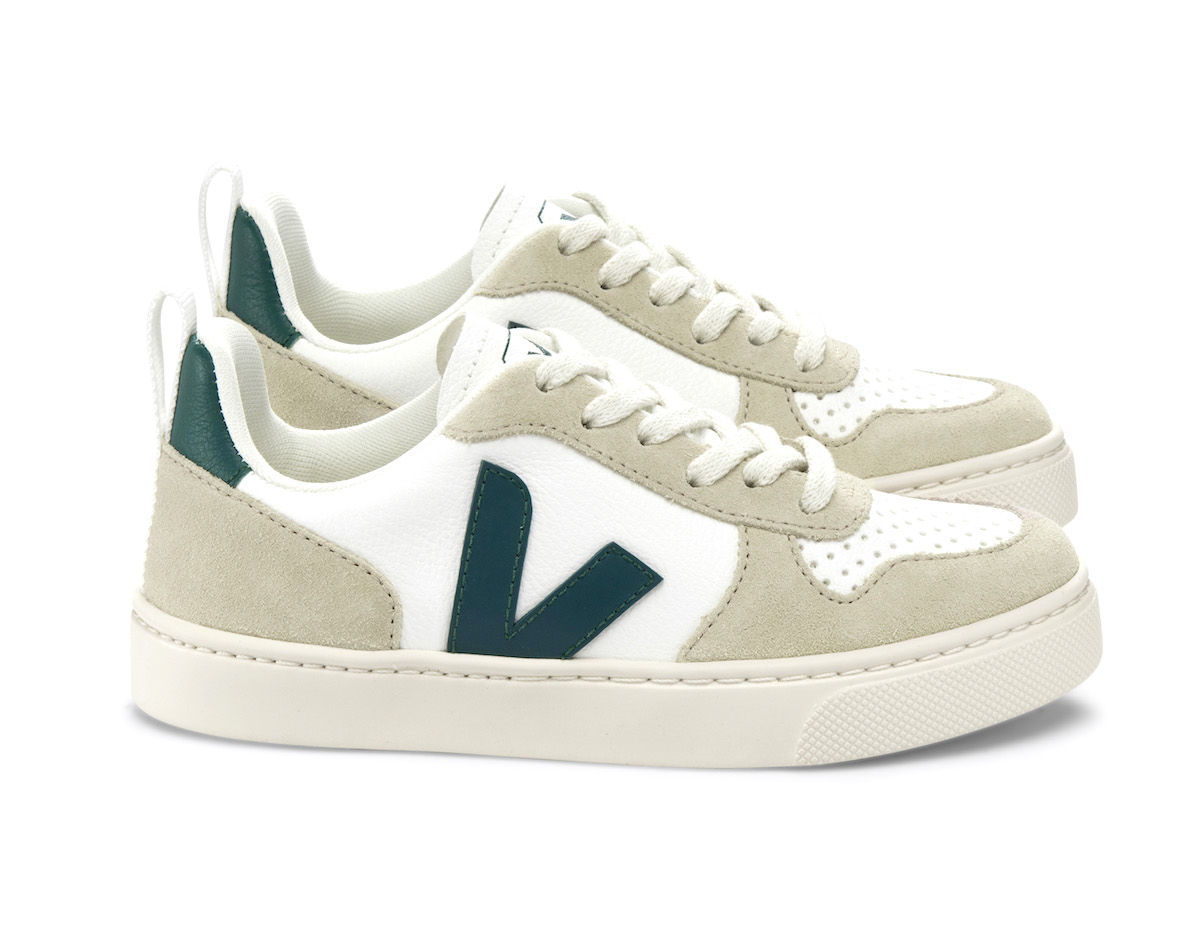 Veja sneakers V10 - wit/groen (maat 32-39) | Hippeschoentjes