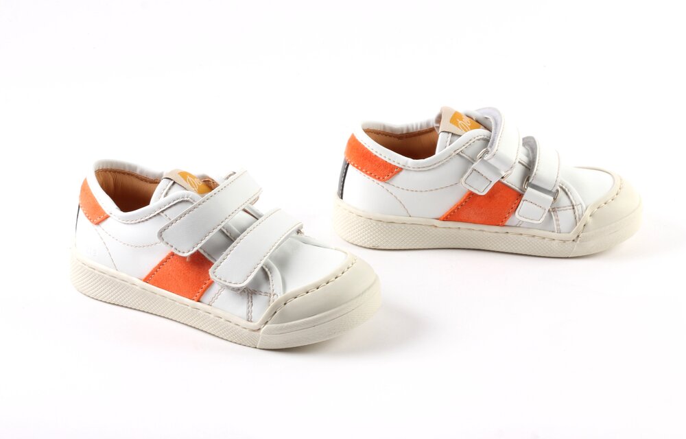 Ocra velcro sneaker - wit fluo-oranje (maat 23-32)