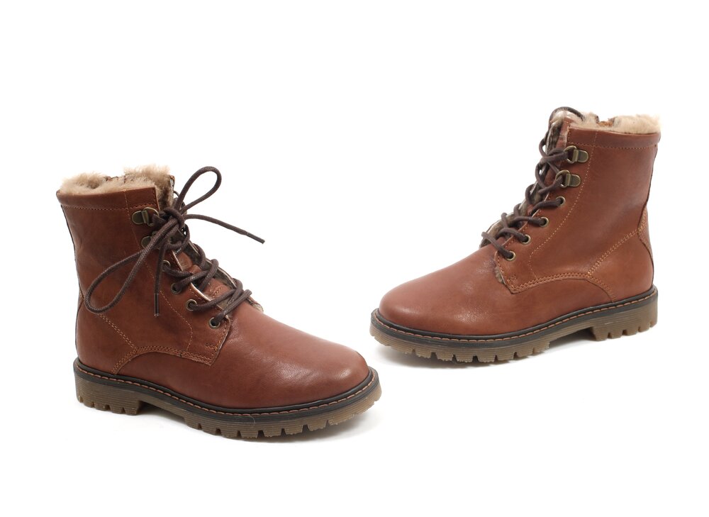 Bisgaard gevoerde veterboots - cognac (maat 32-40)