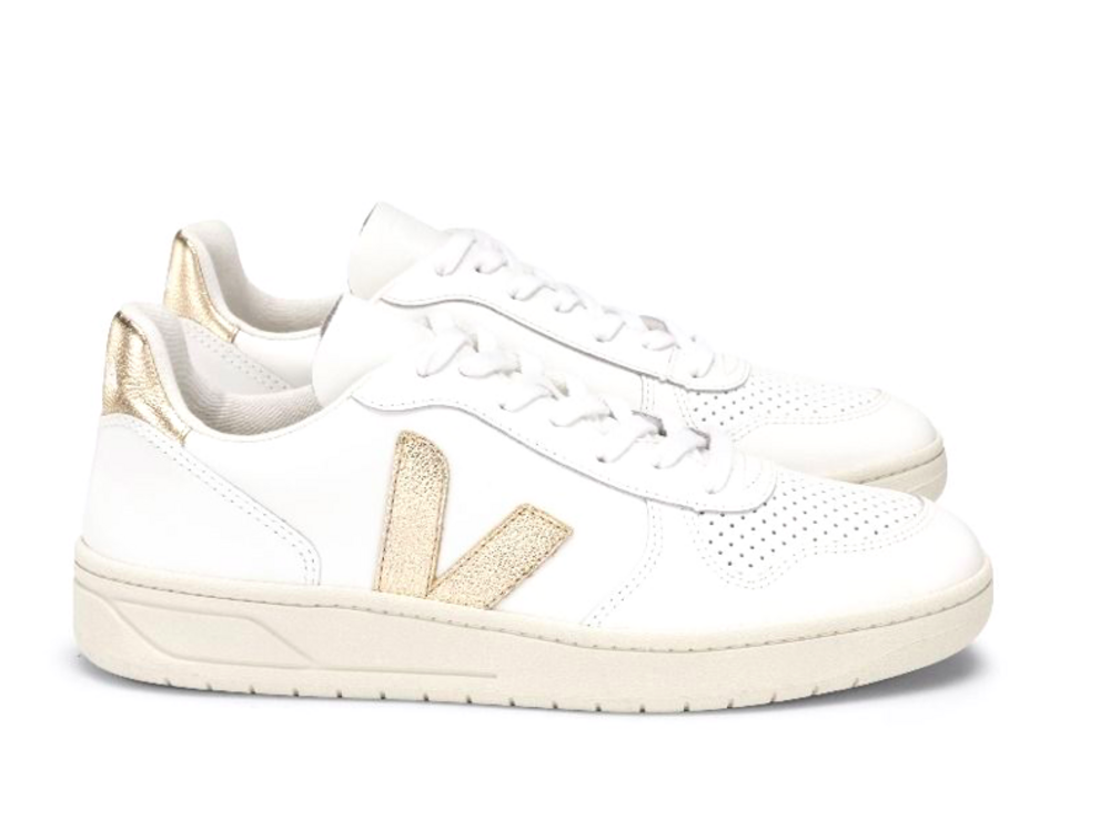 Veja sneakers V10 - wit goud (maat 35-42) | Hippeschoentjes