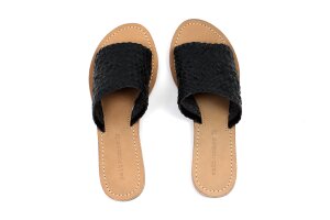 Salt+Umber woven slide, zwart (maat 37-41)