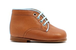 Eli veterschoentjes, cognac lichtblauw (maat 19-24)