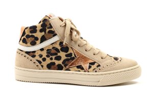 Romagnoli basketter, beige leopard (maat 31-40)