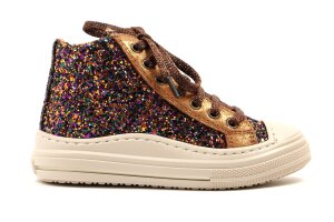 Romagnoli basketter, cognac multi glitter (maat 25-35)