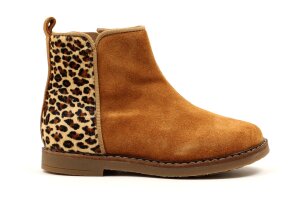 Pom d'Api kort laarsje, cognac/leopard (maat 24-38)