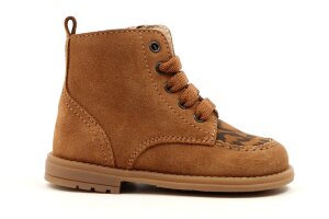 Beberlis veterlaarsjes, cognac/leopard (maat 21-26)