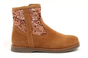 Beberlis  laarsje, cognac/glitter (maat 26-36)