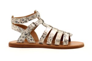 Pom d'Api sandaal, zilver leopard (maat 32-40)