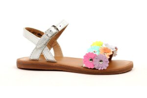 Pom d'Api sandaal, zilver flowers (maat 26-36)