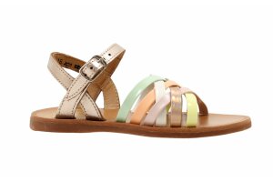 Pom d'Api sandaal, goud/pastel (maat 26-38)