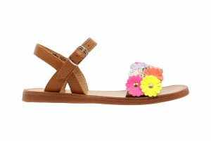 Pom d'Api sandaal, cognac flowers (maat 26-36)