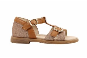Beberlis sandalen, glitter cognac  (maat 25-36)