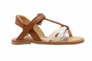 Nörvik sandaal, cognac/pastel (maat 28-35)