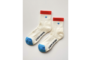 Le bon shoppe sokken, Embroidered girlfriend blue + heart (36 - 41)