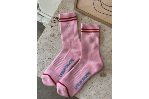 Le bon shoppe sokken, Embroidered boyfriend amour pink (36 - 41)