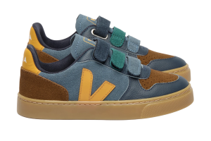 Veja sneakers V10, blauw/oker (maat 23-35)