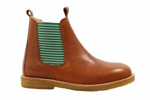 Angulus chelsea laarsje, cognac/streepjes groen (maat 24-38)