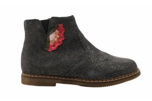 Pom d'Api kort laarsje, bloem glitter blauw (maat 24-34)