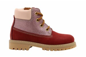Ocra bottines, wijnrood/glitter (maat 27-35)