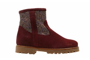Beberlis korte laars, glitter bordeaux (maat 26-38)