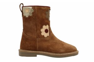 Hip kort laarsje, bloemetjes cognac (maat 25-32)