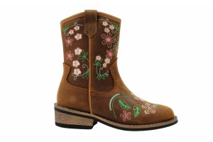 Shoesme cowboylaarsje, cognac flowers  (maat 26-35)