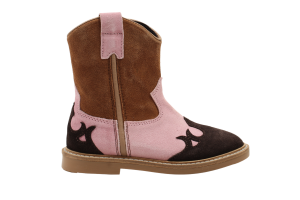 Hip cowboylaarsje, cognac/roze/bordeaux  (maat 26-35)