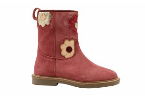 Hip kort laarsje, bloemetjes fuchsia (maat 25-32)