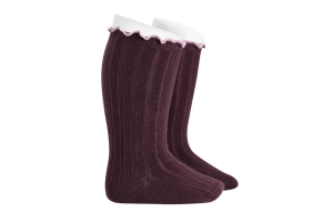 Condor kniekous ruffle, 596 bordeaux  (maat 19/22- 36/39)