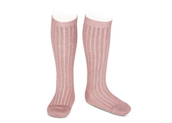 Condor kniekous  oudroze glitter (maat 19/22 - 36/39)