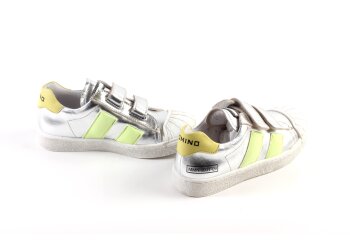 Momino sneaker velcro zilver fluogeel (maat 28-36)