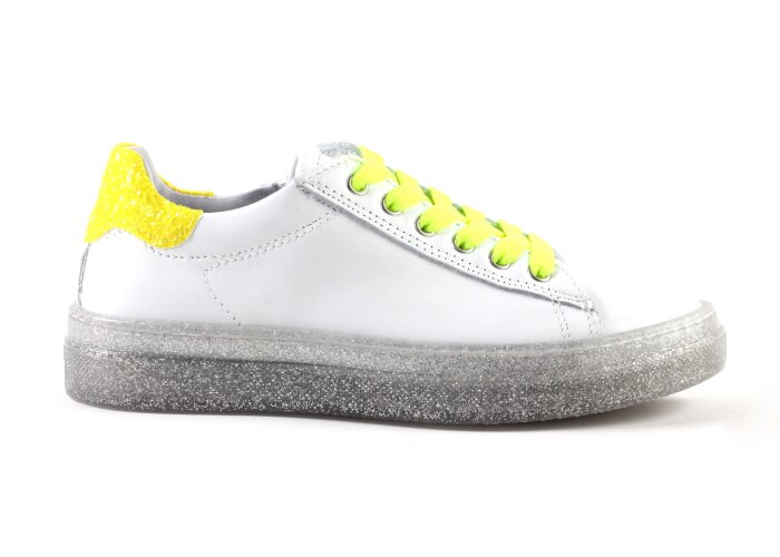 Fiorita sneakers - wit fluogeel (maat 30-41) | Hippeschoe