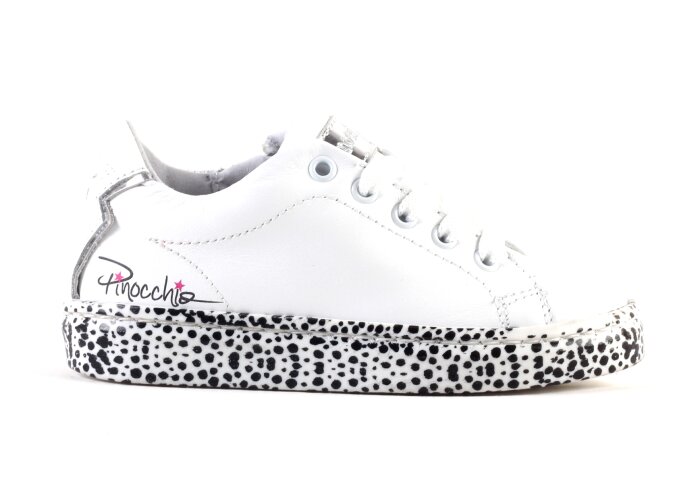 Pinocchio sneaker - wit dots (maat 22-35) | Hippeschoen