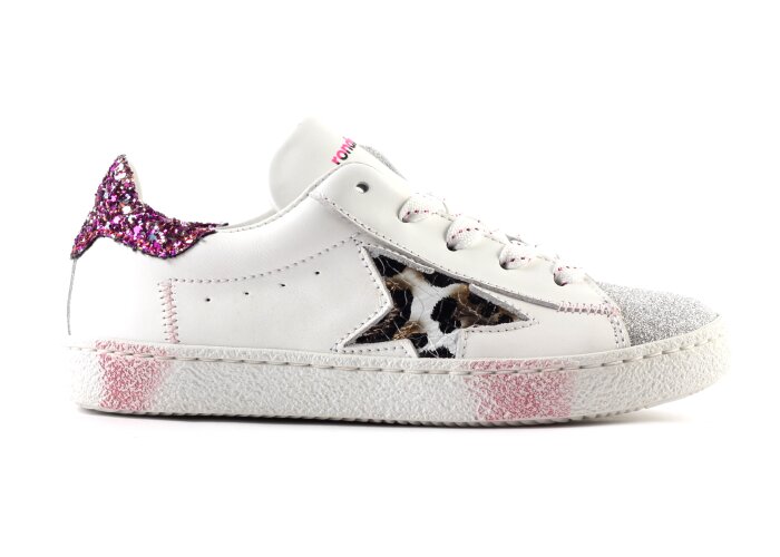 Rondinella sneaker - wit glitter (maat 27-38)